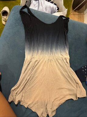Ombré Sleeveless Romper - Black to Tan